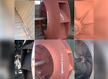 Reparaciones de maquinaria compremetida en areas de desgaste continuo